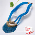 Bohemian Style Tassel Design Ethnic Sapphire Jewelry Necklace Gifts